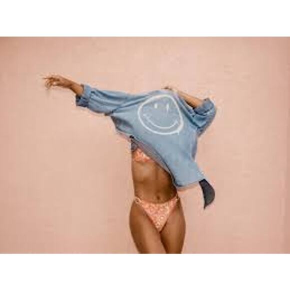 BILLABONG X Smiley Good Times 2 Pc Bikini Set Bandeau Top Reversible Bottom L - Picture 3 of 10